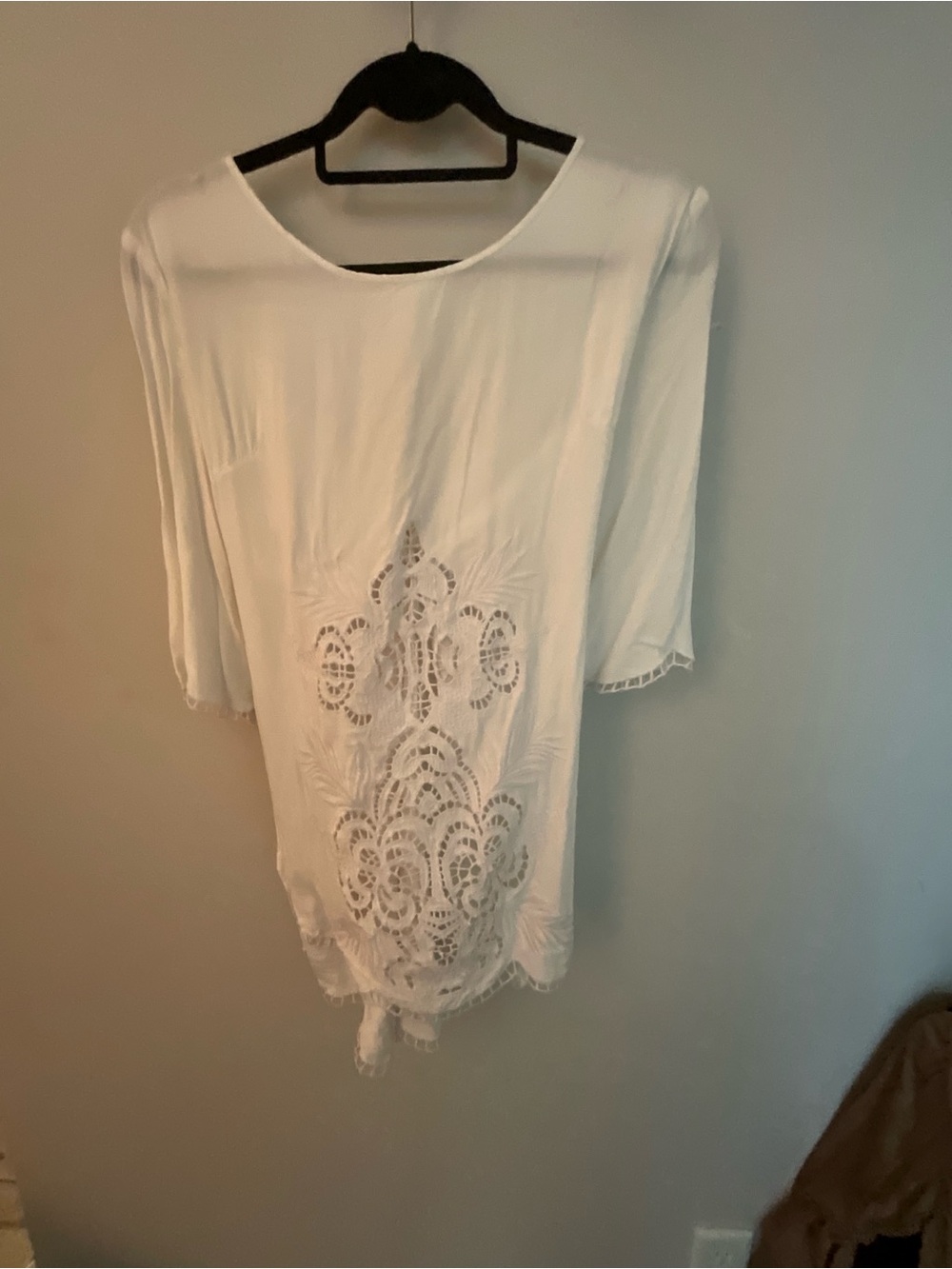 Solitaire White Crochet-Detail Swim Coverup Tunic